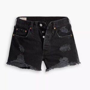Levi’s Premium 501® Original Fit High Rise Women’s Black Denim Shorts (Size 24)
